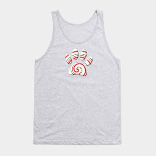 Peppermint Swirl Dog Paw In Red Green White Tank Top